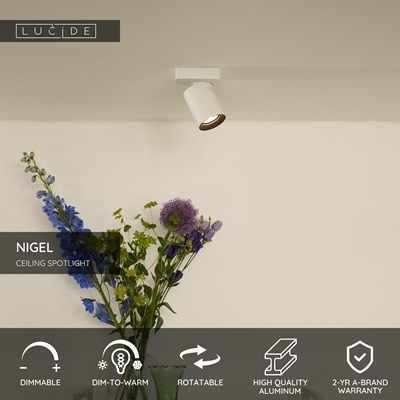 Lucide NIGEL - Ceiling spotlight - LED Dim to warm - GU10 - 1x5W 2200K/3000K - White